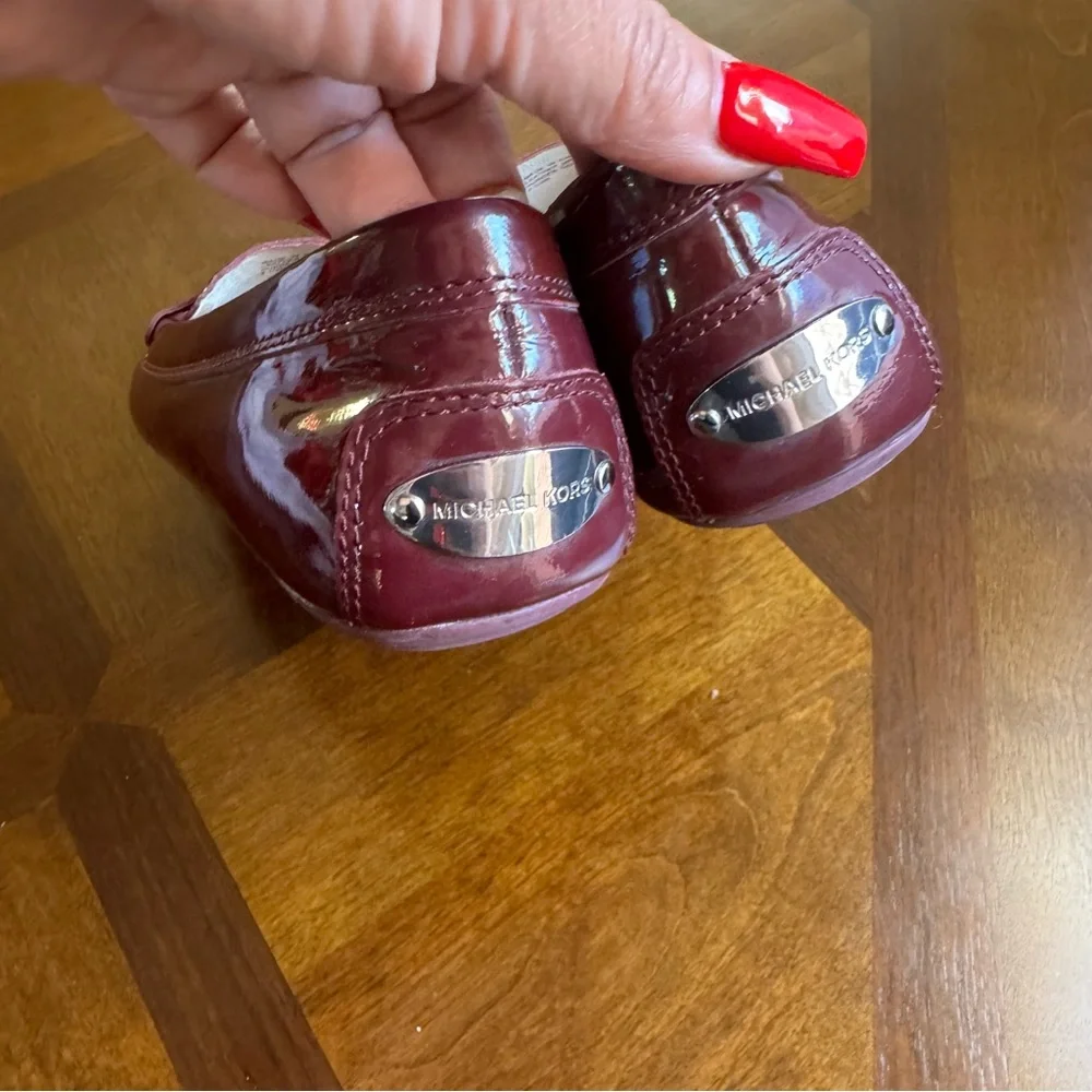 Michael Kors patent leather burgundy loafers EUC